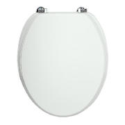 A plain white toilet set made from coated MDF. With universal chrome bar hinge.