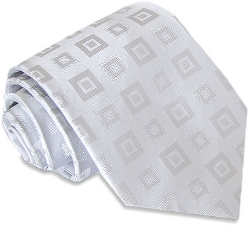Unbranded White Silver Squares Silk Tie