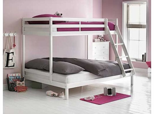 This White Single and Double Bunk Bed with Elliott Mattress is perfect when you have two children of different ages sharing a bedroom. This wood set of bunk beds comes with 2 open coil. medium feel mattresses with a depth of 16cm each. Bunk: Ladder c