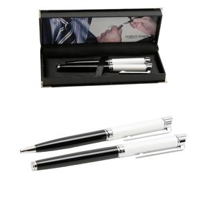 Unbranded White Striped Biro and Fountain Pen Set