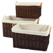 This wicker baskets 3 pack chocolate brown are made from willow and are a stylish and ideal storage 