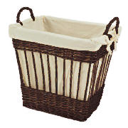 Classic Wicker Lined Basket with handles, made from brown willow. A great storage solution for the h