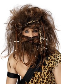Unbranded Wig Set - Caveman - Wig, Beard, Headband, Bones