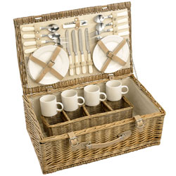 Made from natural willow thie sturdy picnic basket will withstand plenty of use. Fabric lined and co