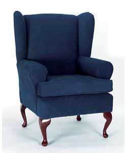 High back chair with traditional roll arms and wit