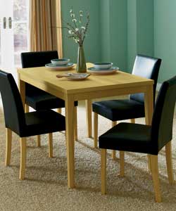 Size of table (H)75, (W)90, (L)150cm.Size of each chair (H)85, (W)43, (D)52cm.Real Oak finish table 