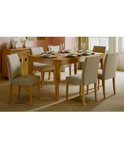 Size of table (W)90, (L)150, (H) 75cmSize of chair (W)43, (D)52, (H)85cm Fix top table with oak vene