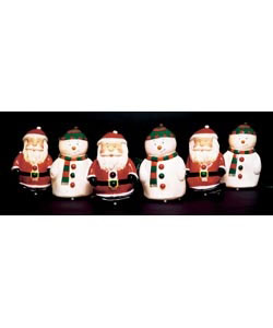 Chain of 6 novelty outdoor snowmen and santas whic