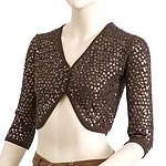 Womens &frac34; Sleeve Crop Sequin shrug