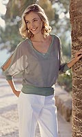 Womens &frac34; Sleeve Embellished Blouse
