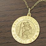 Womens 9ct. St. Christopher Protect Us Pendant
