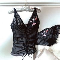 Womens Embroidered Butterfly Mesh Camisole
