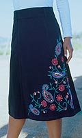 Womens Embroidered Cord Skirt