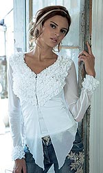 Womens Mesh Frilled Blouse