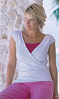 1 front and back crossover top and 1 cami top per pack. Washable. Cotton