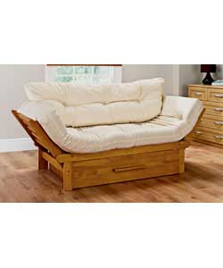 A stylish day bed with solid rubberwood slatted frame stained to a dark oak finish. For added versat