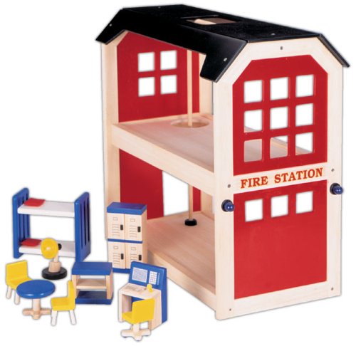 Wooden Fire Station & Accessories, PINTOY toy / game
