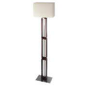 This stylish chocolate coloured floor lamp is made from quality wood with a satin chrome finish.  Th