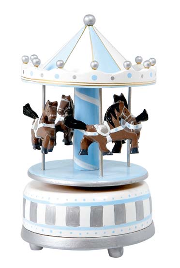 Unbranded Wooden Sky Blue Pony Carousel
