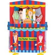 An elaborate and high quality creative play kit. The robust cardboard theatre simply slots together 