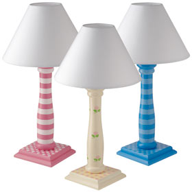 These gorgeous wooden lamps have a lovely, solid base and come in a range of painted finishes. Shade