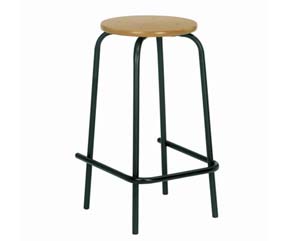 Unbranded Wooden top round stool with footrest