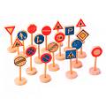 An 18 piece set of traffic signs. Sturdy wooden co
