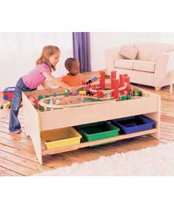 Deluxe wooden play table comes complete with 6 lar