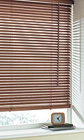 Real wood slats. Trim to fit, cord locking action. Antique Pine, Mahogany (new), Maple (new)