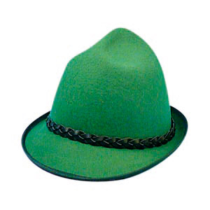 German green, Bavarian hat with small peak, taller head and black outline. De-luxe wool felt quality