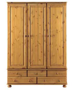 Size (H)179.4, (W)133.8, (D)52cm. Scandinavian solid pine (except backs and drawer bases) with an an