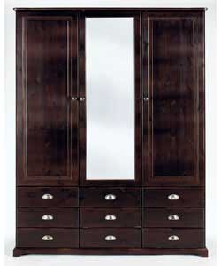 Size (H)193.9, (W)151.8, (D)60.3cm.Scandinavian design pine wood stained in a dark chocolate colour 