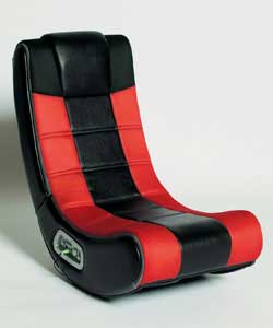 V Rocker game and multimedia chair with 2.1 audio system with forward facing stereo speakers and sep