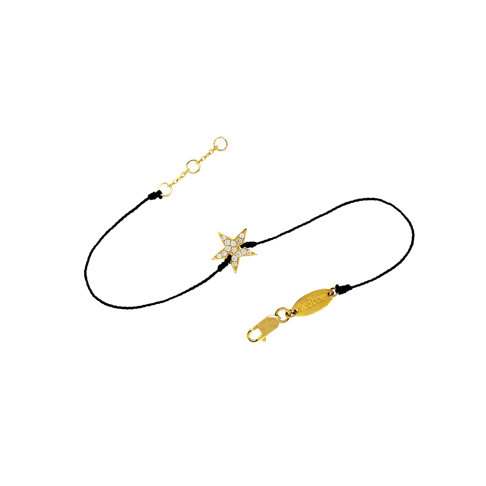 Unbranded Yellow Gold Pave Star Bracelet - Black