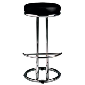 Z-shaped sculpted high stool for comfort with a sophisticated look. With chrome frame and black leat