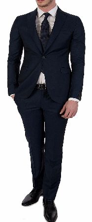 Z Zegna Two Piece Navy Wool Suit classic style two piece suit with a two button front fastening  with lapels  front flap pockets and four cuff buttons this is a smart and neat suit   the trousers are a regular fit with a standard zip and hook eye fas