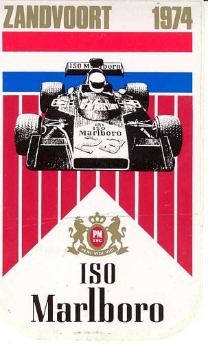 Zandvoort 1974 ISO Marlboro Event Sticker (8cm x 14cm)