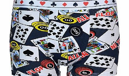 Mens Uomo Designer Playing Cards Boxers Mens Sexy Novelty Fitted Boxer Shorts (Large, Dark Grey)