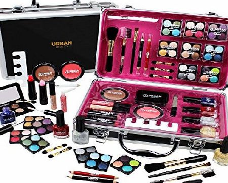 Urban Beauty Professional Vanity Case Cosmetic Make Up Urban Beauty Box Travel Carry Gift 57 Piece Storage Organizer - Eyes Lips Face Nail