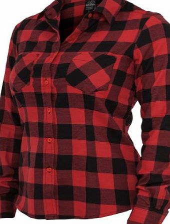 Urban Classics Womens TB388 Checked Flannel Long Sleeve Shirt L Blk/Red
