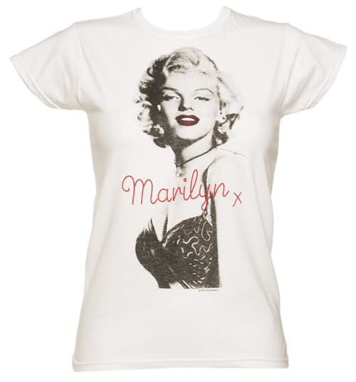 Ladies White Marilyn Monroe Kiss T-Shirt from