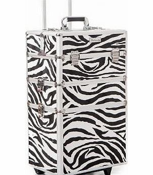 Urbanity Classic Zebra Professional Aluminium Beauty Makeup Cosmetic Trolley Case