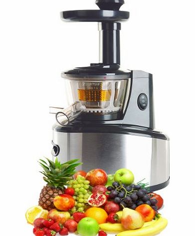 Urom Professional Slow Fruit Vegetable Juicer Extractor Black with Stainless Steel / Aluminium Finish with Jug and Scrubbing Brush