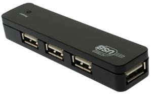 USB 2.0 4 Port Hub Slim Design - Black - QU2H