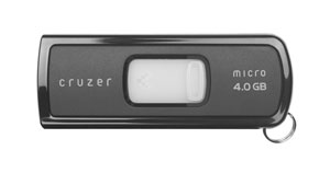 2.0 Flash / Key Drive - 4GB - Sandisk Cruzer Micro (Black) - U3 Smart Enabled