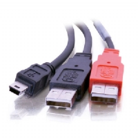 USB 2.0 Mini-B Male to 2 USB A Male Y-Cable