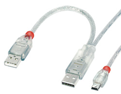 usb Cable - Dual Power 2 x Type A to mini B