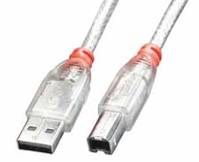 usb Cable - Transparent  Type A to B  USB 2.0  3m
