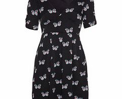 Black butterfly-print dress