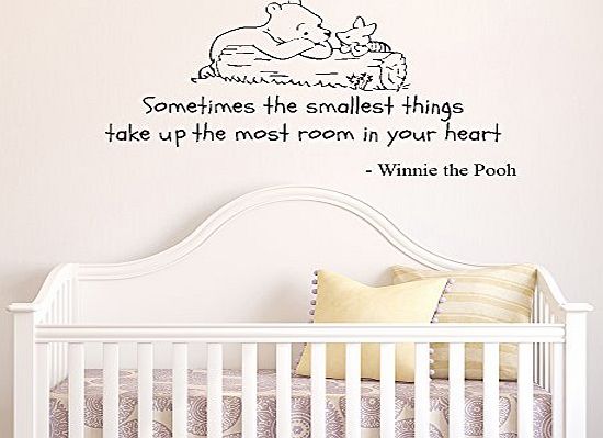 Winnie the Pooh Sometimes the Smallest Things Quote Childrens Bedroom Kids Room Playroom Nursery Wall Sticker Wall Art Vinyl Wall Decal Wall Mural - Regular Size (Large size also available!)